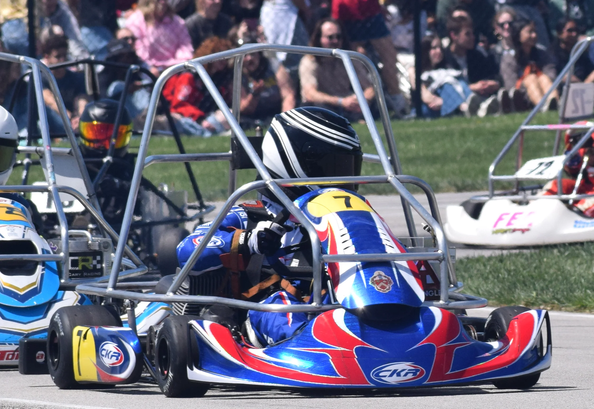 A Triangle Racing kart mid-race at the Purdue Grand Prix
